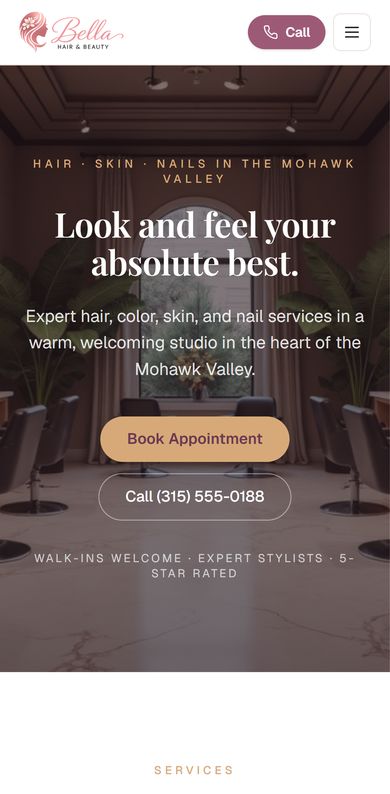 The salon demo on a phone